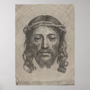Claude Mellan’s Face of Christ 1649 engraving Poster