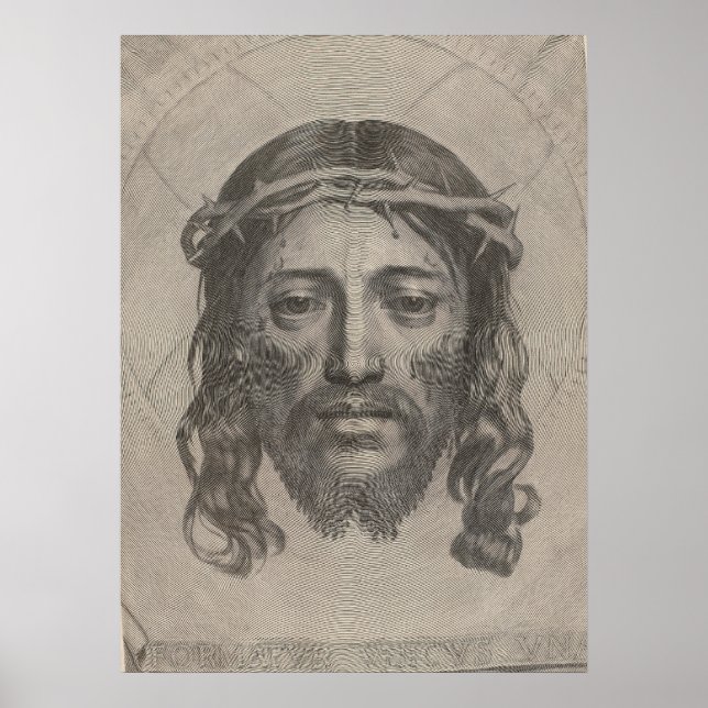 Claude Mellan’s Face of Christ 1649 engraving Poster (Front)