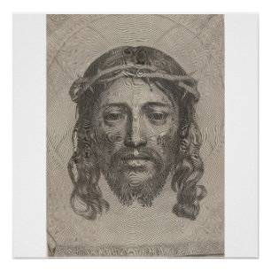 Claude Mellan’s Face of Christ 1649 engraving Poster