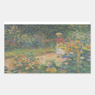 Claude Monet 1895 Vintage In the Garden Rectangular Sticker