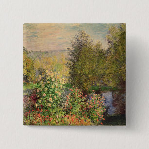 Claude Monet   A Corner of the Garden at Montgeron 15 Cm Square Badge