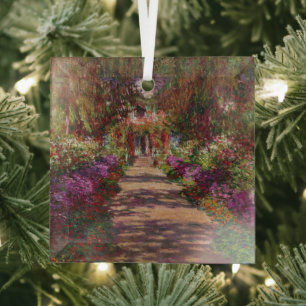 Claude Monet   A Pathway in Monet's Garden Glass Tree Decoration