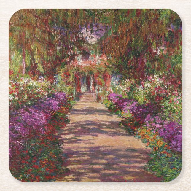 Claude Monet | A Pathway in Monet's Garden Square Paper Coaster (Front)