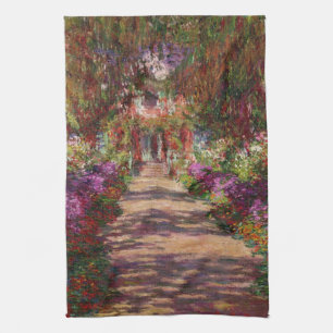 Claude Monet A Pathway in Monet's Garden Tea Towel