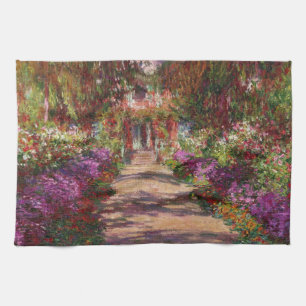 Claude Monet A Pathway in Monet's Garden Tea Towel