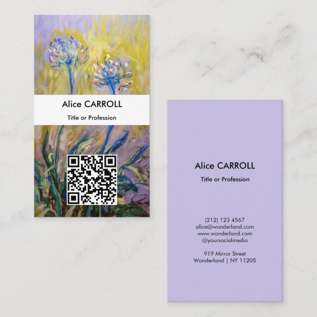 Claude Monet - Agapanthus - QR Code Business Card (Front/Back)