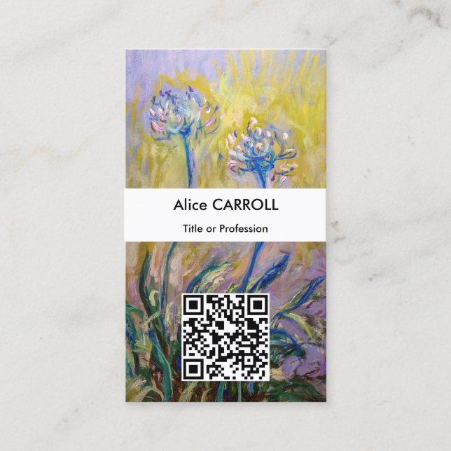 Claude Monet - Agapanthus - QR Code Business Card (Front)
