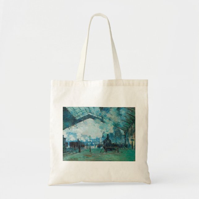 Claude Monet Arrival of the Normandy Train Tote Bag (Front)