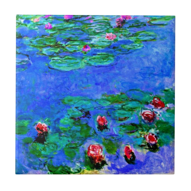 Claude Monet art: Water Lilies (red),  Tile (Front)