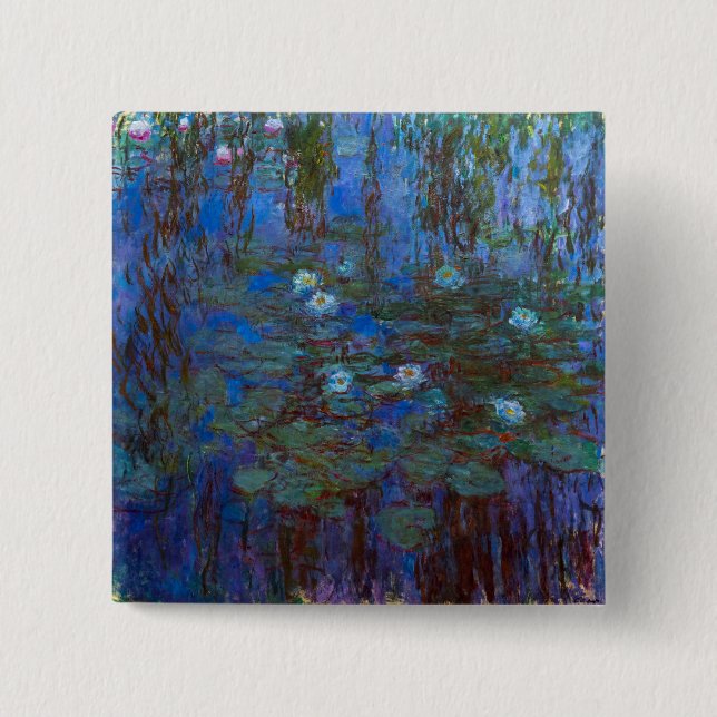 Claude Monet - Blue Water Lilies 15 Cm Square Badge (Front)