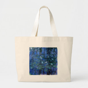 Claude Monet Blue Water Lilies Large Tote Bag
