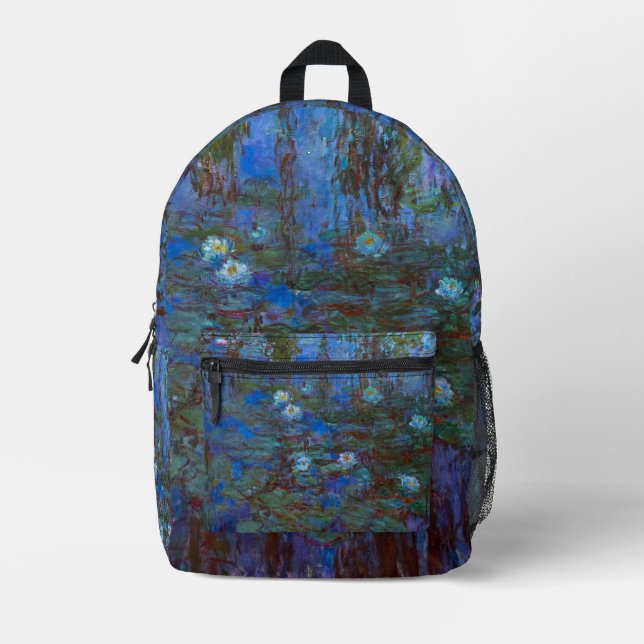 Claude Monet - Blue Water Lilies Printed Backpack (Front)