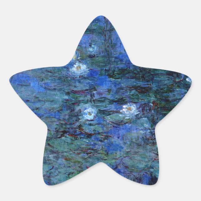 Claude Monet Blue Water Lilies Star Sticker (Front)