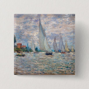 Claude Monet - Boats Regatta at Argenteuil 15 Cm Square Badge