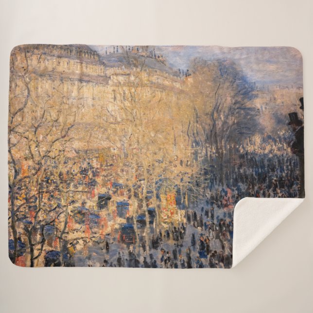 Claude Monet - Boulevard des Capucines in Paris Sherpa Blanket (Front (Horizontal))