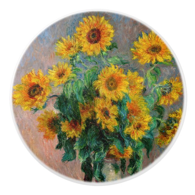 Claude Monet - Bouquet of Sunflowers Ceramic Knob (Front)