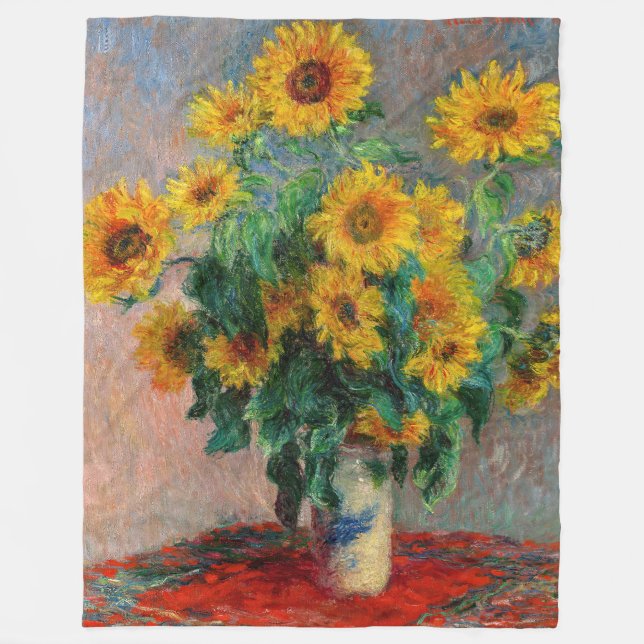 Claude Monet - Bouquet of Sunflowers Fleece Blanket (Front)