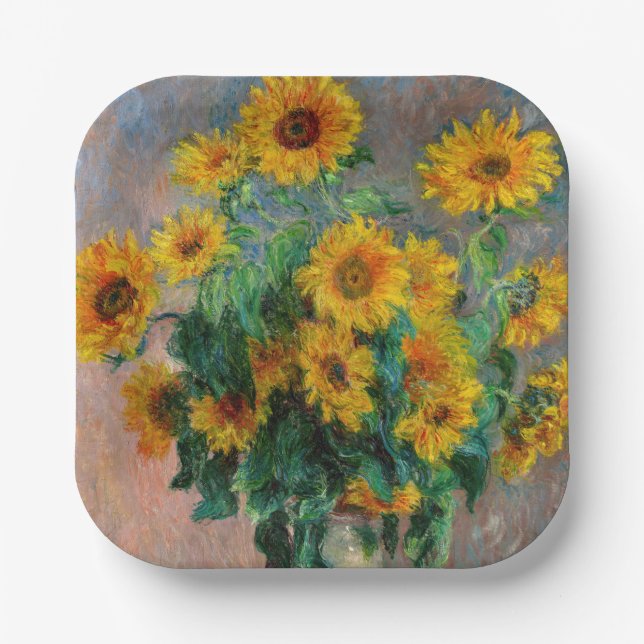 Claude Monet - Bouquet of Sunflowers Paper Plate (Front)
