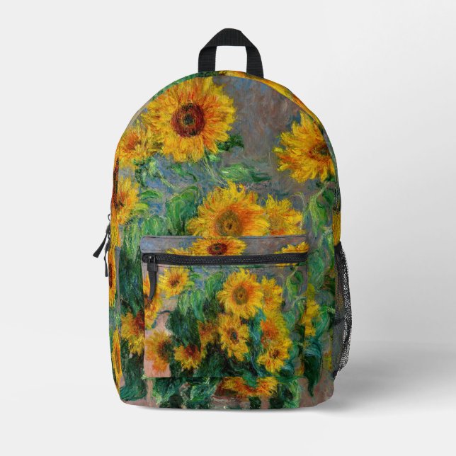 Claude Monet - Bouquet of Sunflowers Printed Backpack (Front)