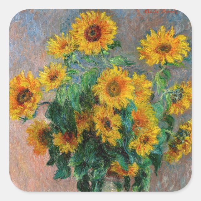 Claude Monet - Bouquet of Sunflowers Square Sticker (Front)
