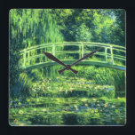 Claude Monet: Bridge Over a Pond of Water Lilies Square Wall Clock<br><div class="desc">Another beautiful classic clock featuring a bridge over a pond of water lilies,  painted by the French impressionist painter Claude Monet.</div>