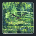 Claude Monet: Bridge Over a Pond of Water Lilies Square Wall Clock<br><div class="desc">Another beautiful classic clock featuring a bridge over a pond of water lilies,  painted by the French impressionist painter Claude Monet.</div>