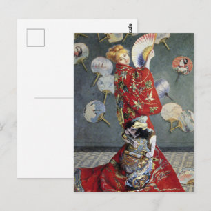 Claude Monet Camille in Red Japanese Kimono Art Postcard