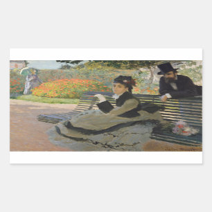 Claude Monet - Camille Monet on a Bench Rectangular Sticker