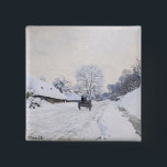 Claude Monet - Cart on the Snowy Road at Honfleur 15 Cm Square Badge<br><div class="desc">A Cart on the Snowy Road at Honfleur / La Charrette,  route sous la neige a Honfleur - Claude Monet,  Oil on Canvas,  1867</div>