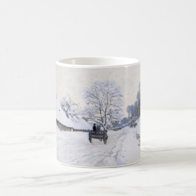 Claude Monet - Cart on the Snowy Road at Honfleur Coffee Mug (Center)