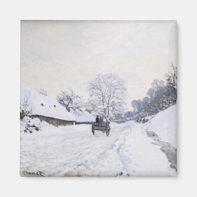 Claude Monet - Cart on the Snowy Road at Honfleur Magnet (Front)