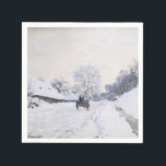 Claude Monet - Cart on the Snowy Road at Honfleur Napkin<br><div class="desc">A Cart on the Snowy Road at Honfleur / La Charrette,  route sous la neige a Honfleur - Claude Monet,  Oil on Canvas,  1867</div>