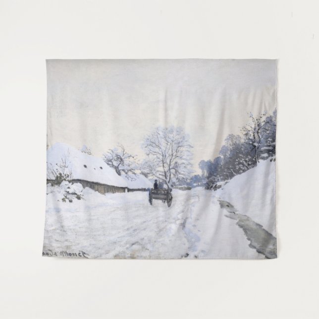 Claude Monet - Cart on the Snowy Road at Honfleur Tapestry (Front (Horizontal))
