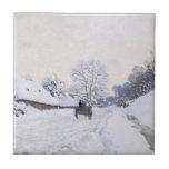 Claude Monet - Cart on the Snowy Road at Honfleur Tile<br><div class="desc">A Cart on the Snowy Road at Honfleur / La Charrette,  route sous la neige a Honfleur - Claude Monet,  Oil on Canvas,  1867</div>
