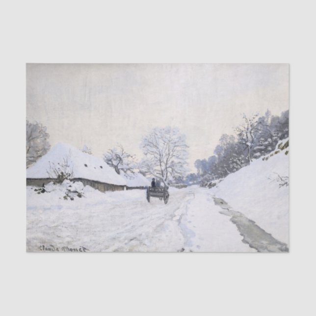 Claude Monet - Cart on the Snowy Road at Honfleur Tissue Paper (Front)