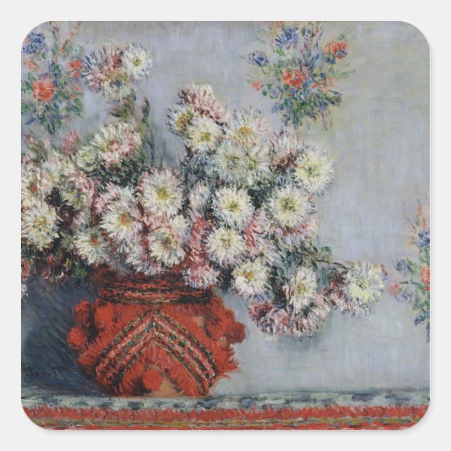 Claude Monet | Chrysanthemums, 1878 Square Sticker (Front)