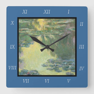 Claude Monet Classic Painting, Waterlilies (1907) Square Wall Clock