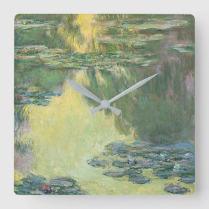 Claude Monet Classic Painting, Waterlilies (1907) Square Wall Clock