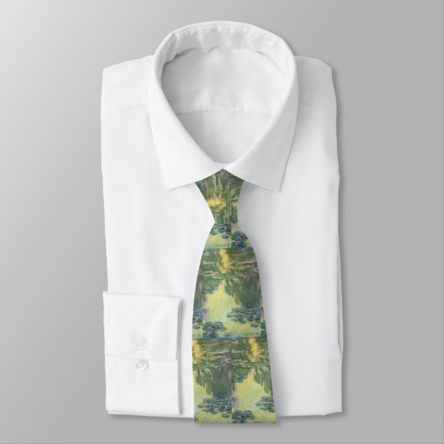 Claude Monet Classic Painting, Waterlilies (1907) Tie (Tied)