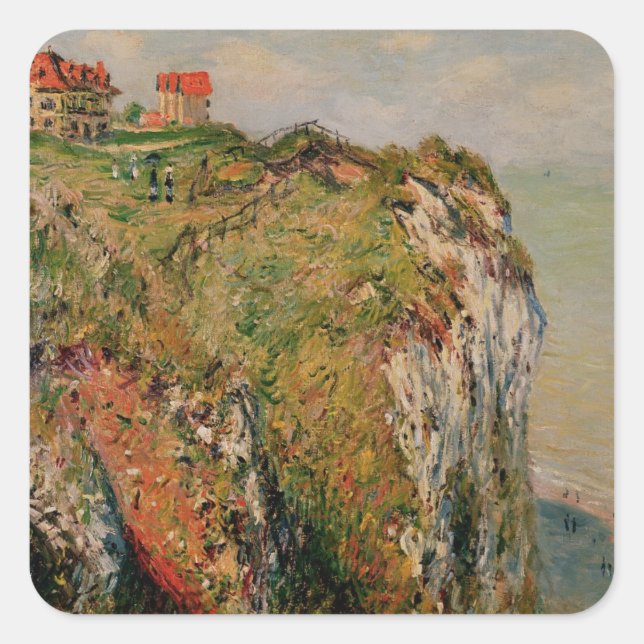 Claude Monet | Cliff at Dieppe, 1882 Square Sticker (Front)