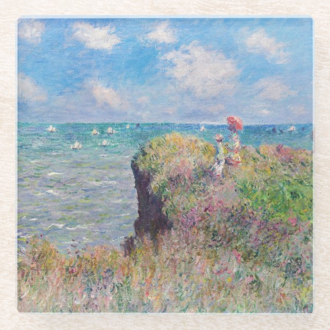 Claude Monet - Cliff Walk at Pourville Glass Coaster (Front)