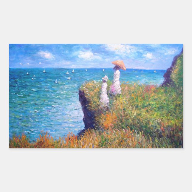 Claude Monet: Cliff Walk at Pourville Rectangular Sticker (Front)
