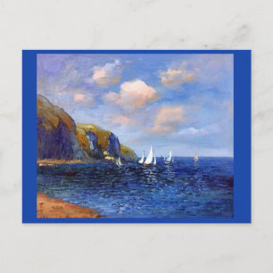 Claude Monet, Cliffs And Sailboats At Pourville Postcard