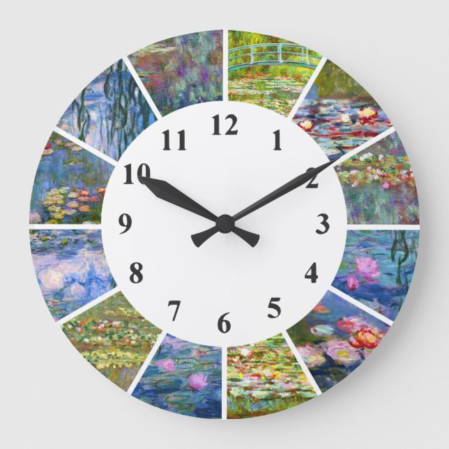 Claude Monet Clock Water Lilies Paintings Artwork (Front)