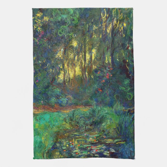 Claude Monet - Corner of a Pond with Waterlilies Tea Towel (Vertical)