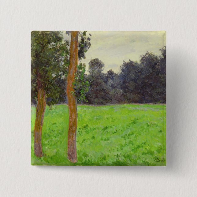 Claude Monet | Deux Arbres dans la Prairie 15 Cm Square Badge (Front)