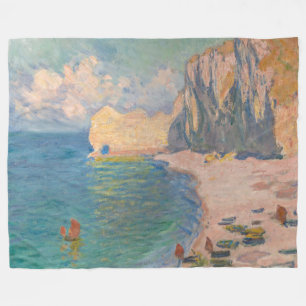 Claude Monet - Etretat: Beach and Falaise d'Amont Fleece Blanket