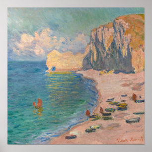 Claude Monet - Etretat: Beach and Falaise d'Amont Poster
