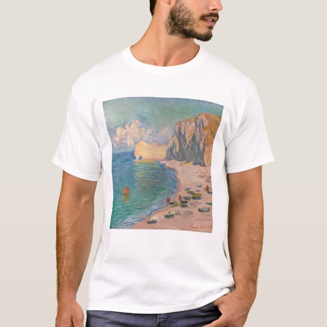Claude Monet - Etretat: Beach and Falaise d'Amont T-Shirt (Front)