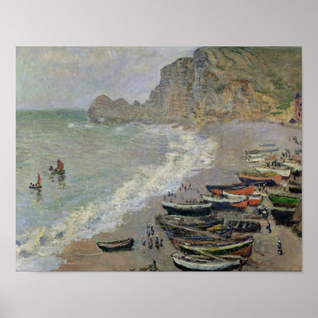 Claude Monet | Etretat, beach and Porte d'Amont Poster (Front)